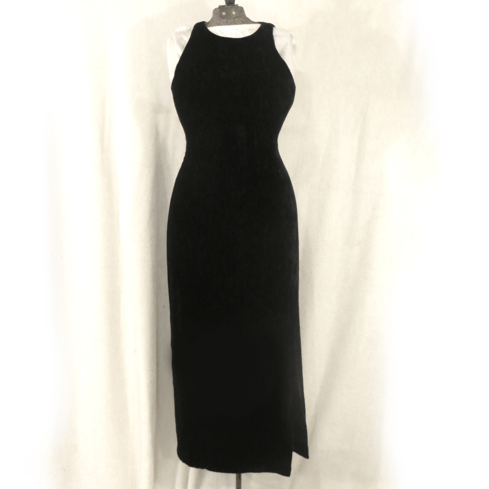 Ann Taylor Black Silk Blend Velvet Sheath Dress